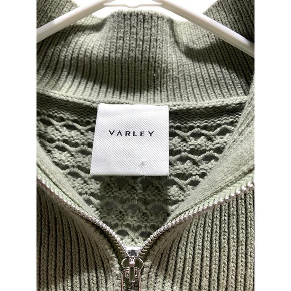 Varley Half Zip Tank Sage Green Open Knit Cotton Vest VAR01989 Small - Picture 3 of 9